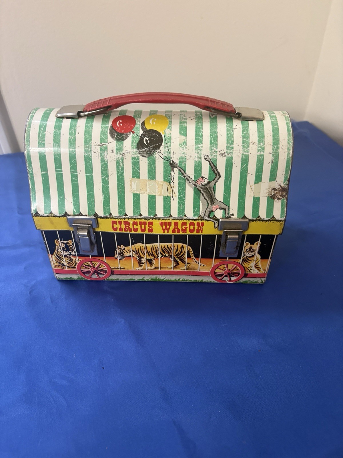 Rare Vintage 1950s Thermos Brand Circus Wagon Metal Dome Lunchbox