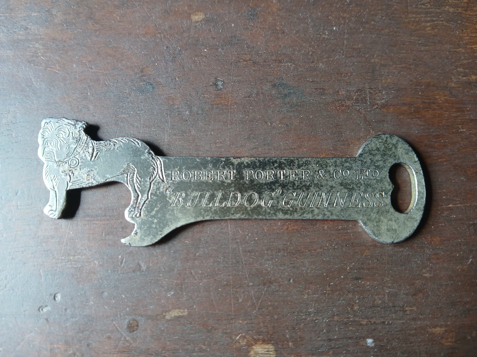 Rare vintage ROBERT PORTER & Co LTD BULLDOG GUINNESS advertising bottle opener.