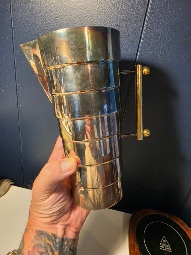 Vintage Art Deco Revival Larry Laslo Skyscraper Martini Pitcher w Stirrer 8¼\