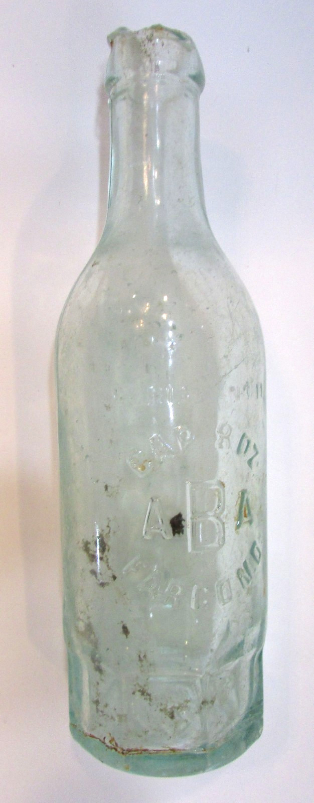 Old 1880\'s Fargo ND North Dakota Antique 8 oz ABA Green Glass Soda Pop Bottle