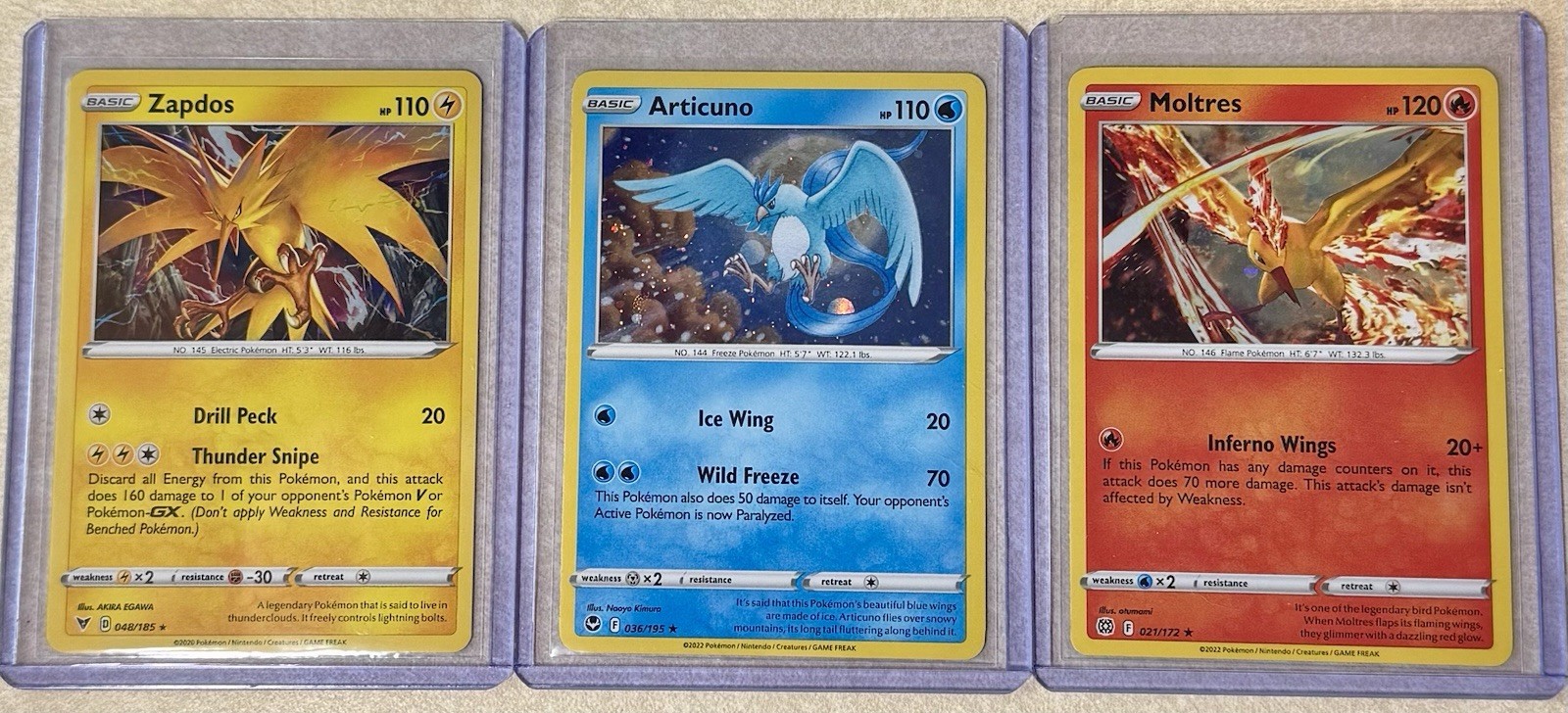 POKÉMON TCG SILVER TEMPEST 48, 36, 21 ZAPDOS ARTICUNO MOLTRES - LEGENDARY HOLOS POKÉMON TCG SILVER TEMPEST 48, 36, 21 ZAPDOS ARTICUNO MOLTRES - LEGENDARY HOLOS