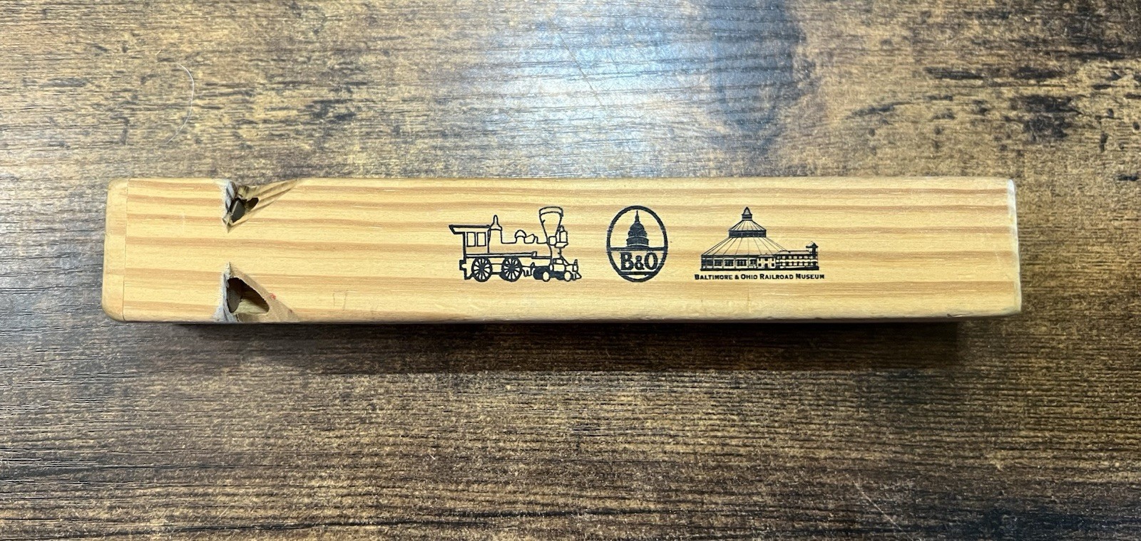 Vintage B&O Baltimore Ohio Railroad Museum Wooden Train Whistle 8.5\