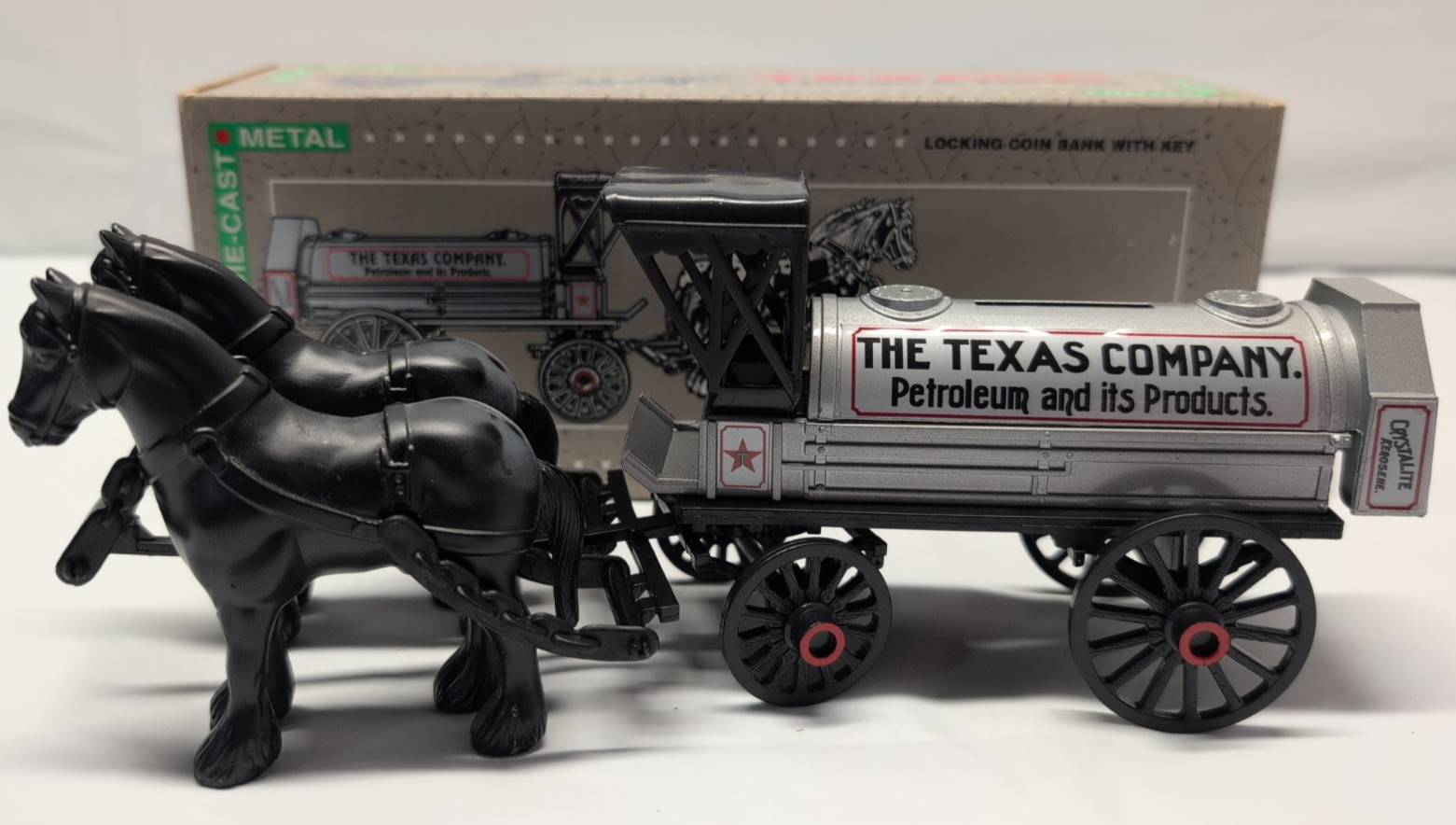 ERTL 1991 Texaco Horse & Tanker Die Cast Metal Coin Bank Collector Series #8 IOB