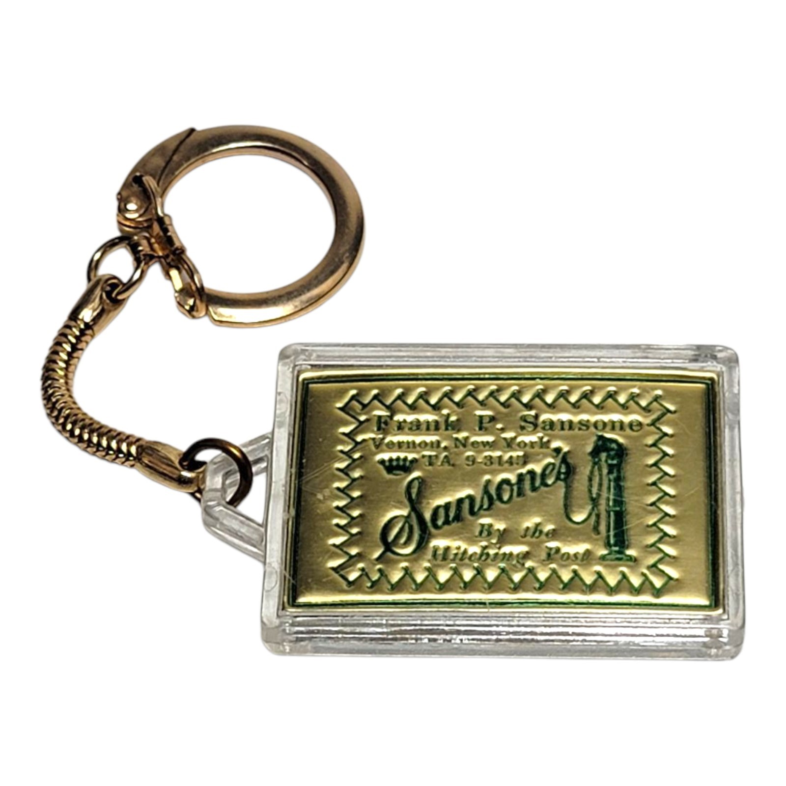 Vintage Sansone\'s By The Hitching Post Clothing Store Keychain Key Fob Vernon NY