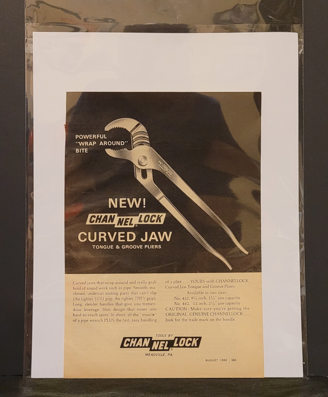 Channel Lock Curved Jaw Tounge & Groove Pliers Powerful Bite Vtg Print Ad 1968 Channel Lock Curved Jaw Tounge & Groove Pliers Powerful Bite Vtg Print Ad 1968