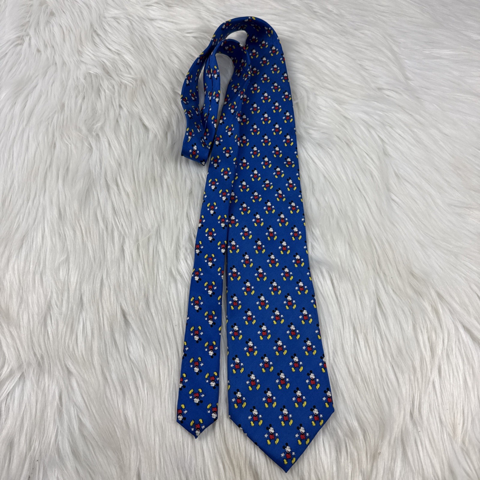 Disney Mickey Mouse Tie Balancine Inc 100% Silk Blue Novelty Necktie