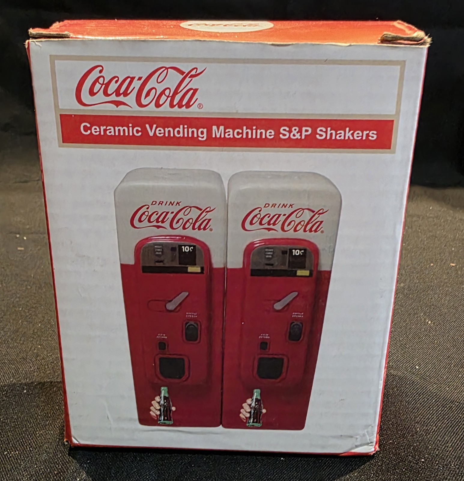 Vintage Coca Cola Salt Pepper Shakers Vending Machine Polar Bear Straw Holder Lo