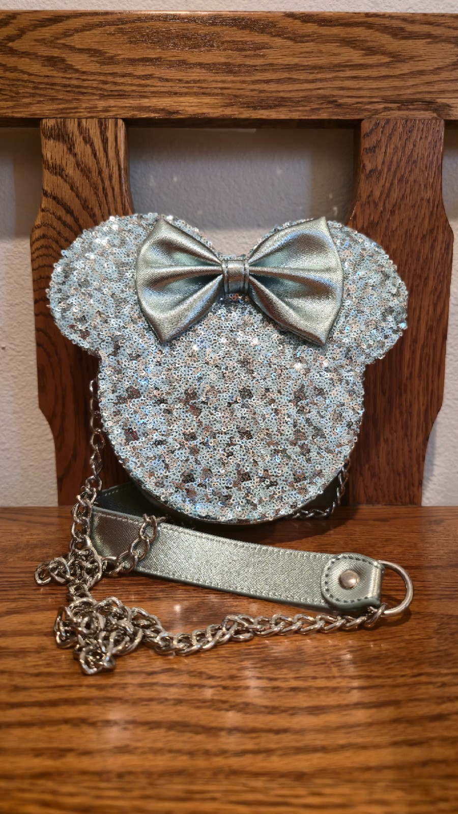 Disney Parks x Loungefly Minnie Mouse Blue/Aqua Sequin Crossbody Bag