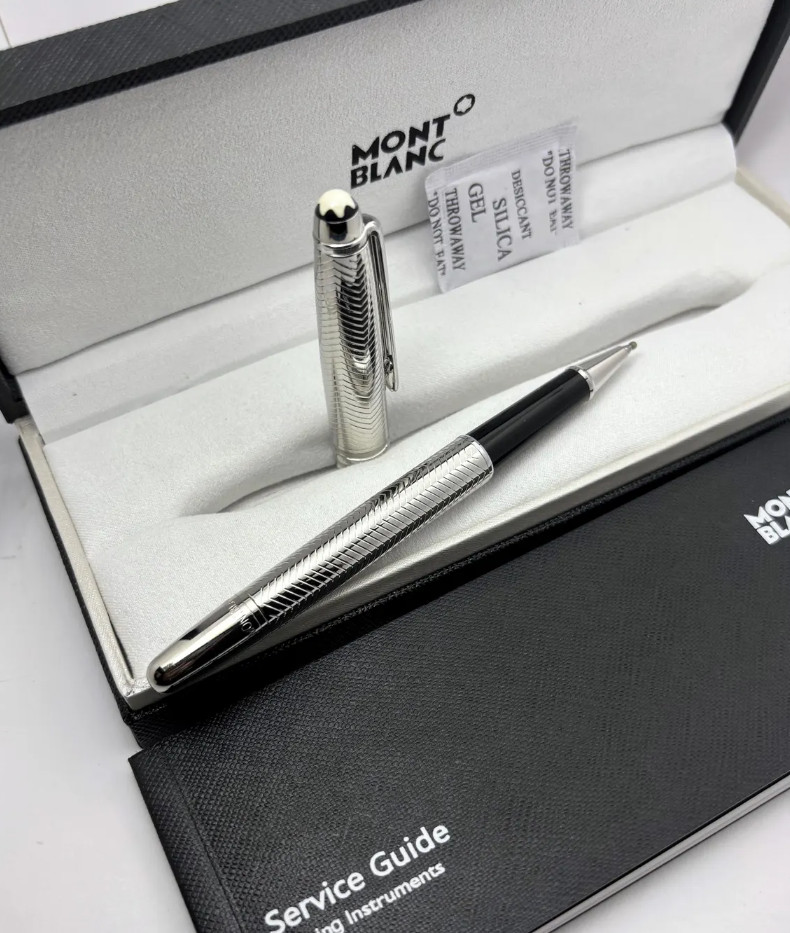 NEW MONT BLANC Meisterstück 163 Classique Silver Rollerball Pen With Refill