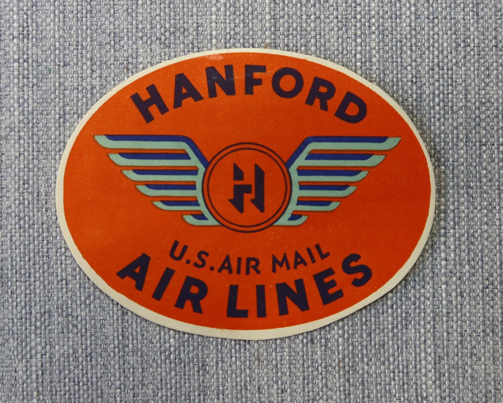 Hanford Air Lines Baggage Luggage Label Sticker 1936-1938 Mid Continent Airlines