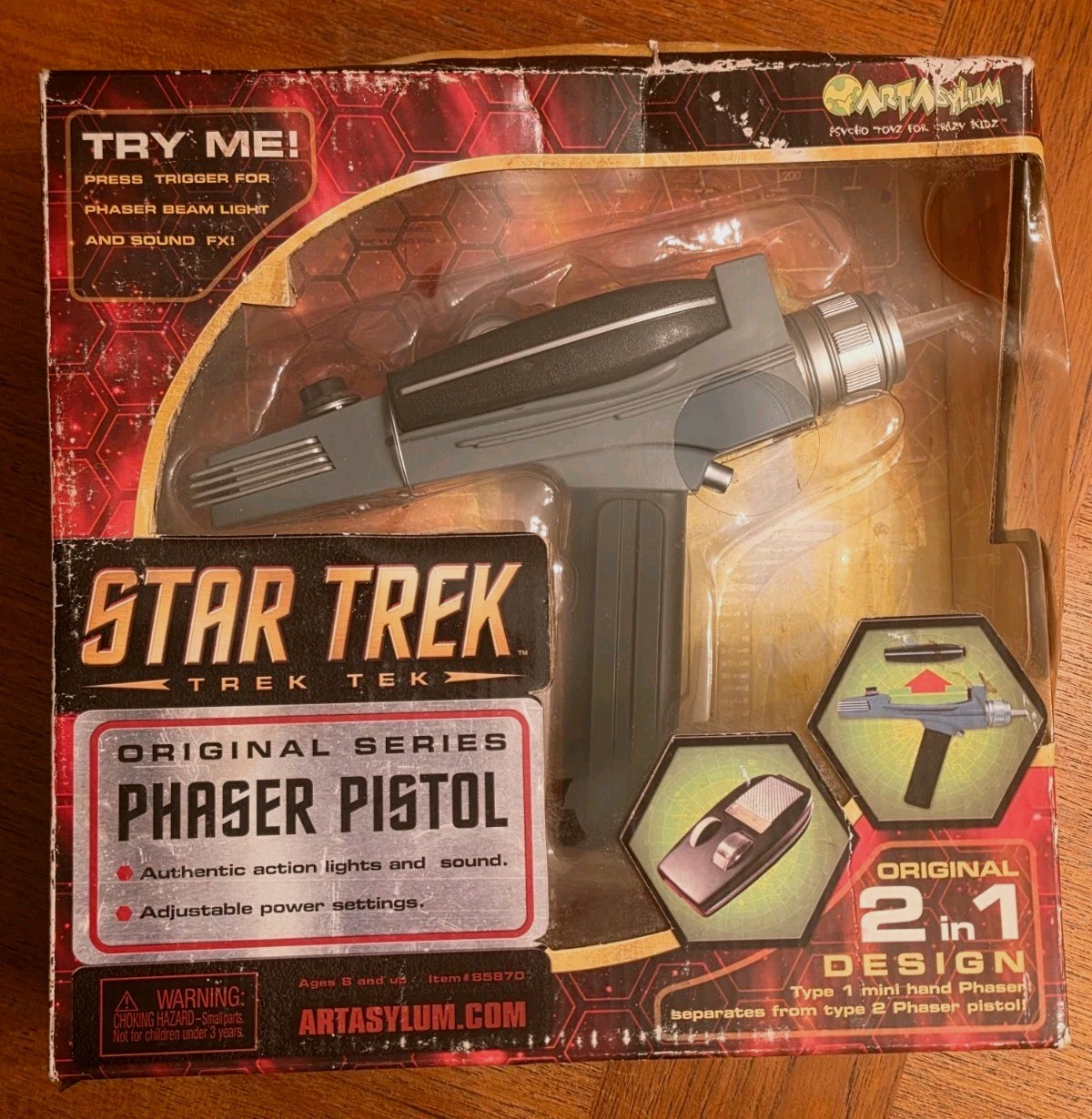 Star Trek Original Series Phaser Pistol Art Asylum 85870 2003 - Unopened In Box