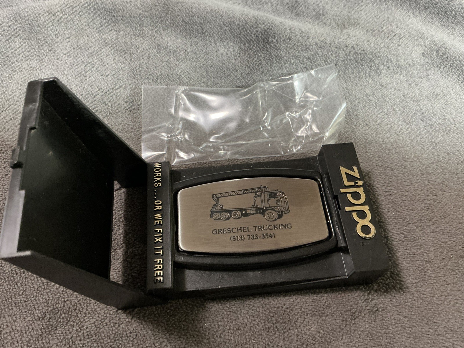 Vintage Zippo Knife File GRESCHEL TRUCKING  w/ Original Box