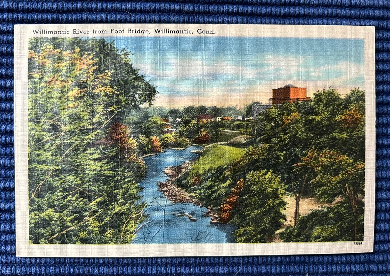 WILLIMANTIC, CONNECTICUT CT CONN~River from Footbridge~Linen Postcard WILLIMANTIC, CONNECTICUT CT CONN~River from Footbridge~Linen Postcard