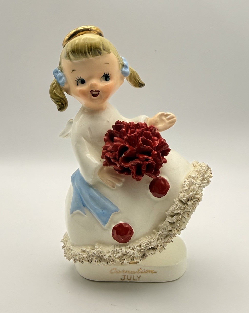 Vintage Consco Marilyn Exclusive Carnation July Girl Angel Figurine Vintage Consco Marilyn Exclusive Carnation July Girl Angel Figurine