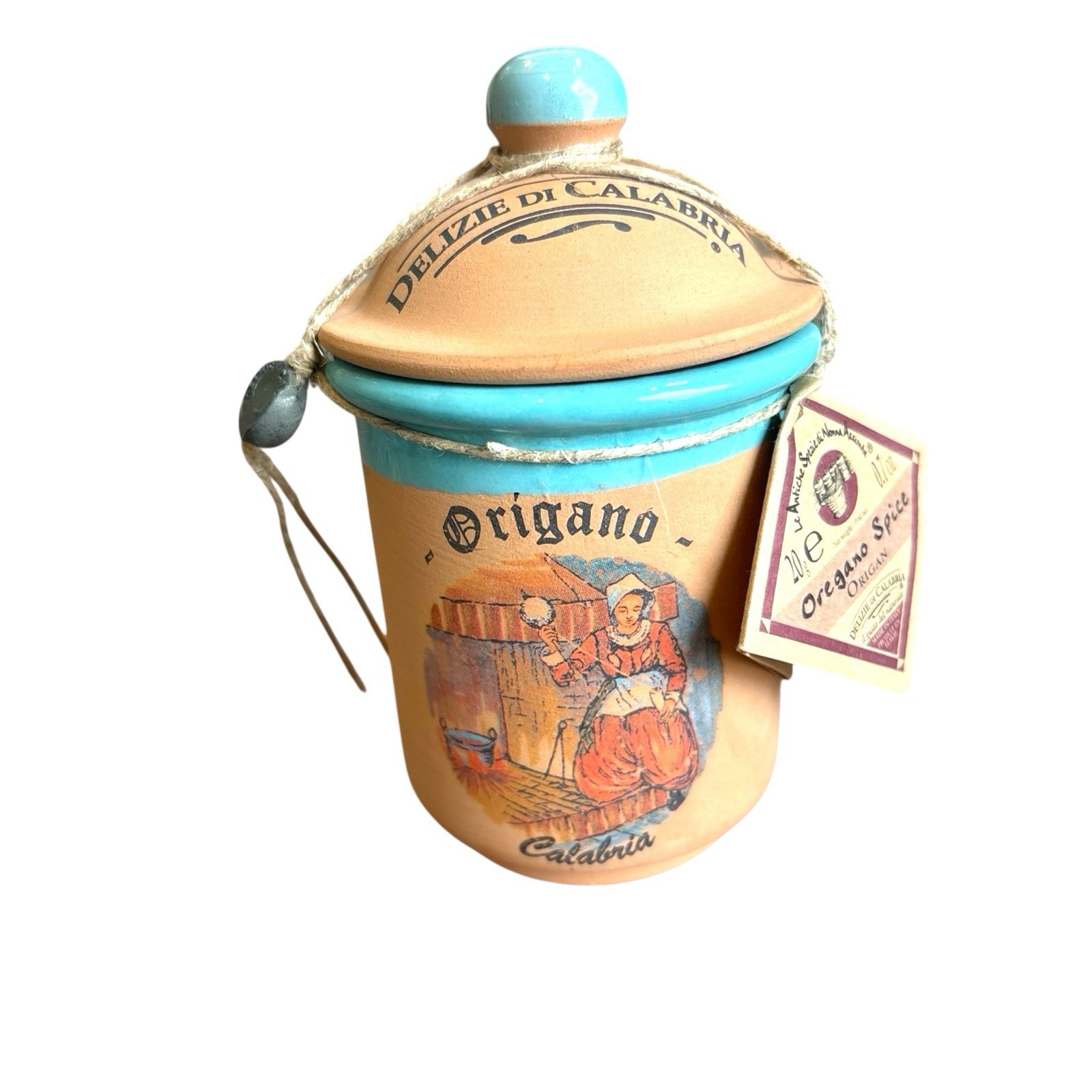 Vintage DELIZIE DI CALABRIA Terracotta Oregano Jar with Lid Sealed 2005 Italy Vintage DELIZIE DI CALABRIA Terracotta Oregano Jar with Lid Sealed 2005 Italy