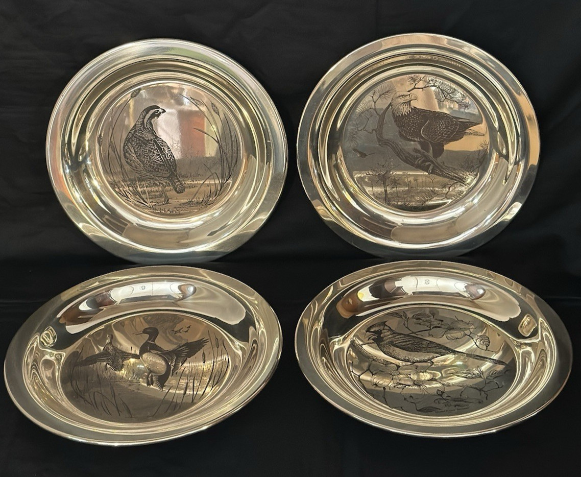 FRANKLIN MINT STERLING SILVER GROUP OF FOUR BIRD 8\