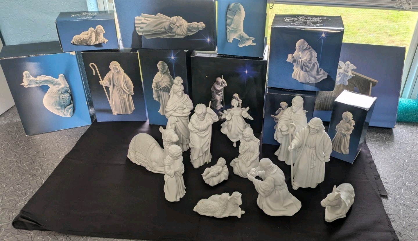 AVON Christmas Nativity White Porcelain Figurines Lot of 13 