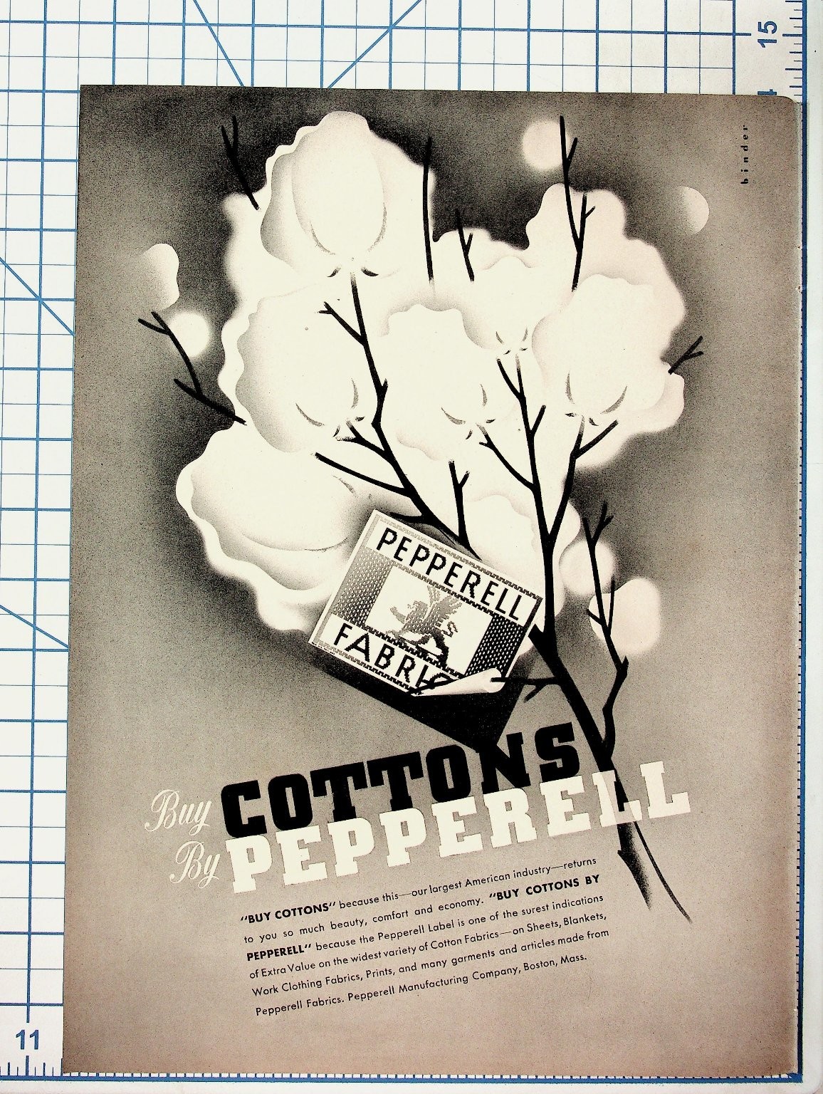 Vintage Pepperell Cottons Fabrics Magazine Print Ad Cotton Plant Boston Mass. Vintage Pepperell Cottons Fabrics Magazine Print Ad Cotton Plant Boston Mass.