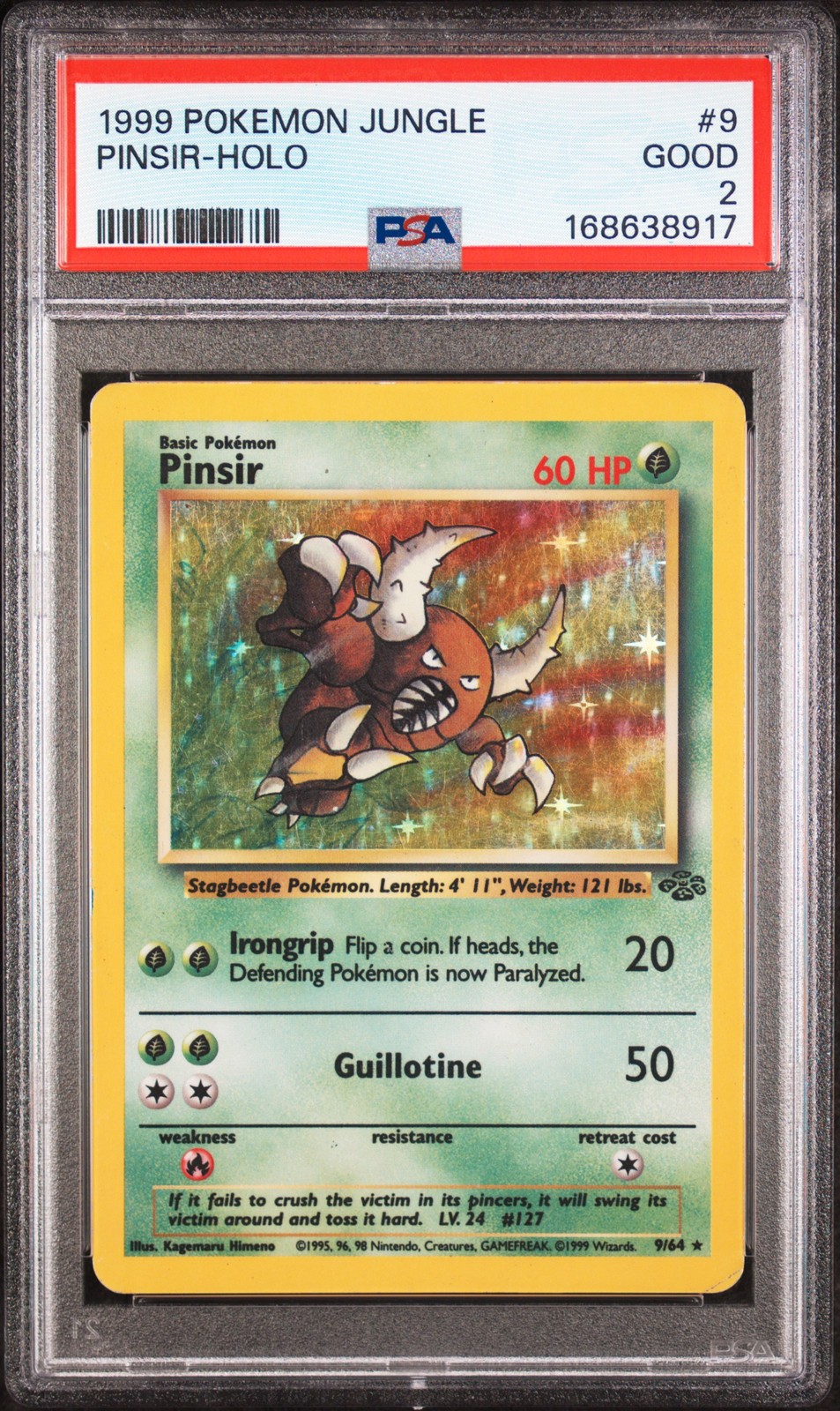 1999 Pokemon Jungle #9 Pinsir-Holo PSA 2