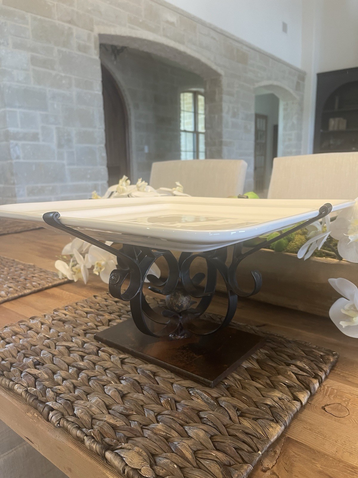 Beautiful Jan Barboglio RARE Forged Iron Pedestal Decor Stand Scroll Stamped Beautiful Jan Barboglio RARE Forged Iron Pedestal Decor Stand Scroll Stamped