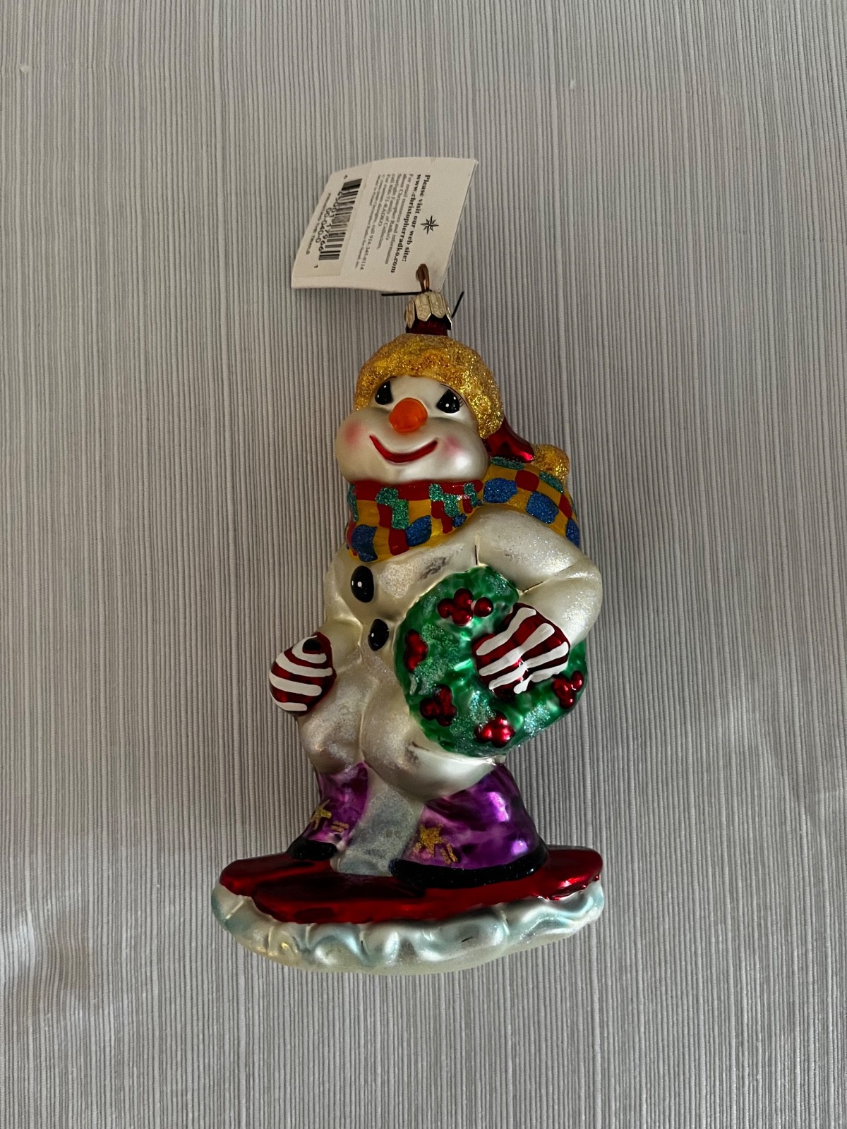 christopher radko christmas ornaments-snowman with wreath christopher radko christmas ornaments-snowman with wreath