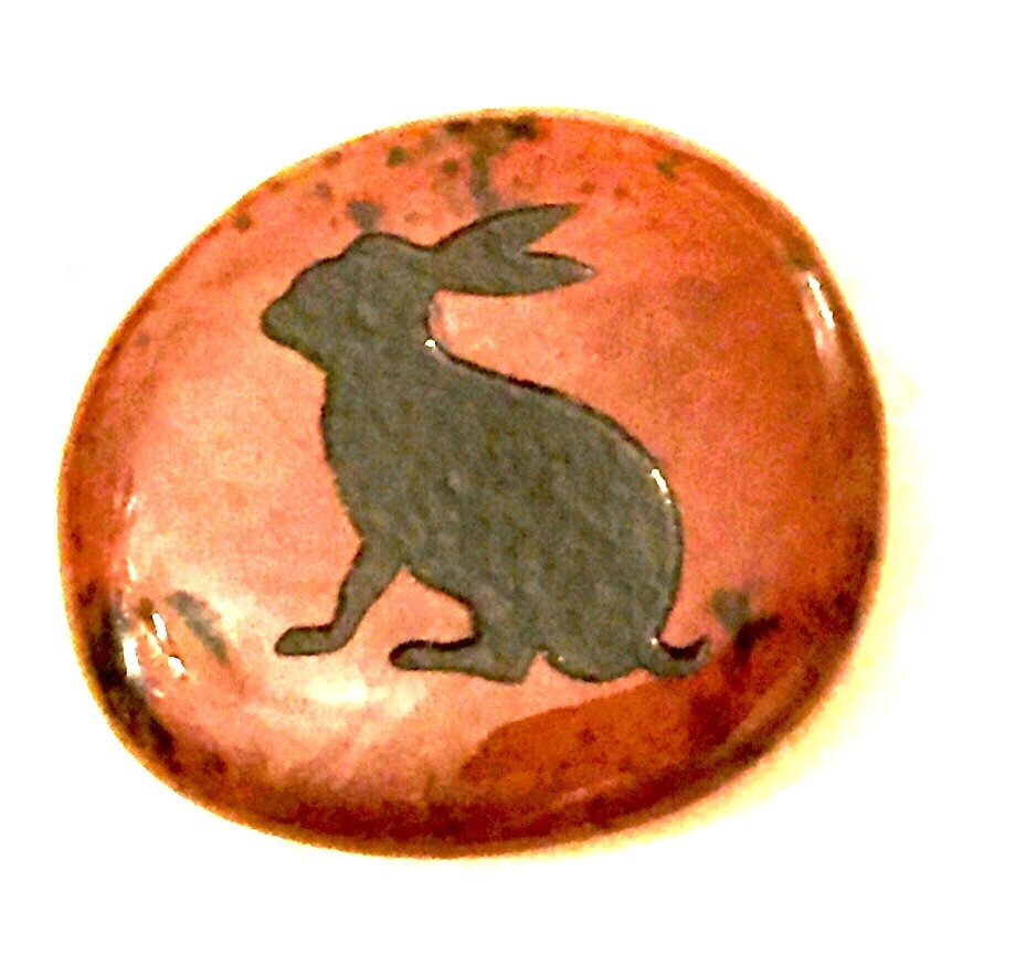 Bunny Rabbit Carved Polished Rock Good Luck Charm Worry Stone Collectible