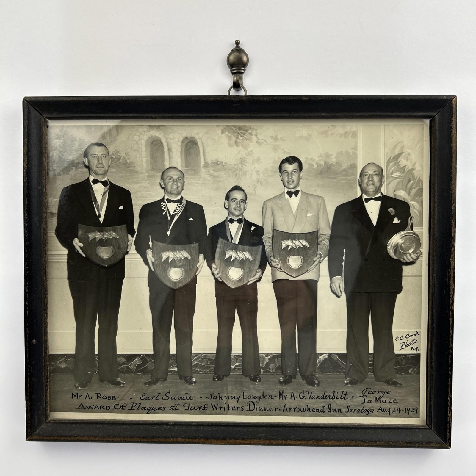 1939 Original CC Cook Photograph Jockeys Earl Sande Johnny Longden Vanderbilt