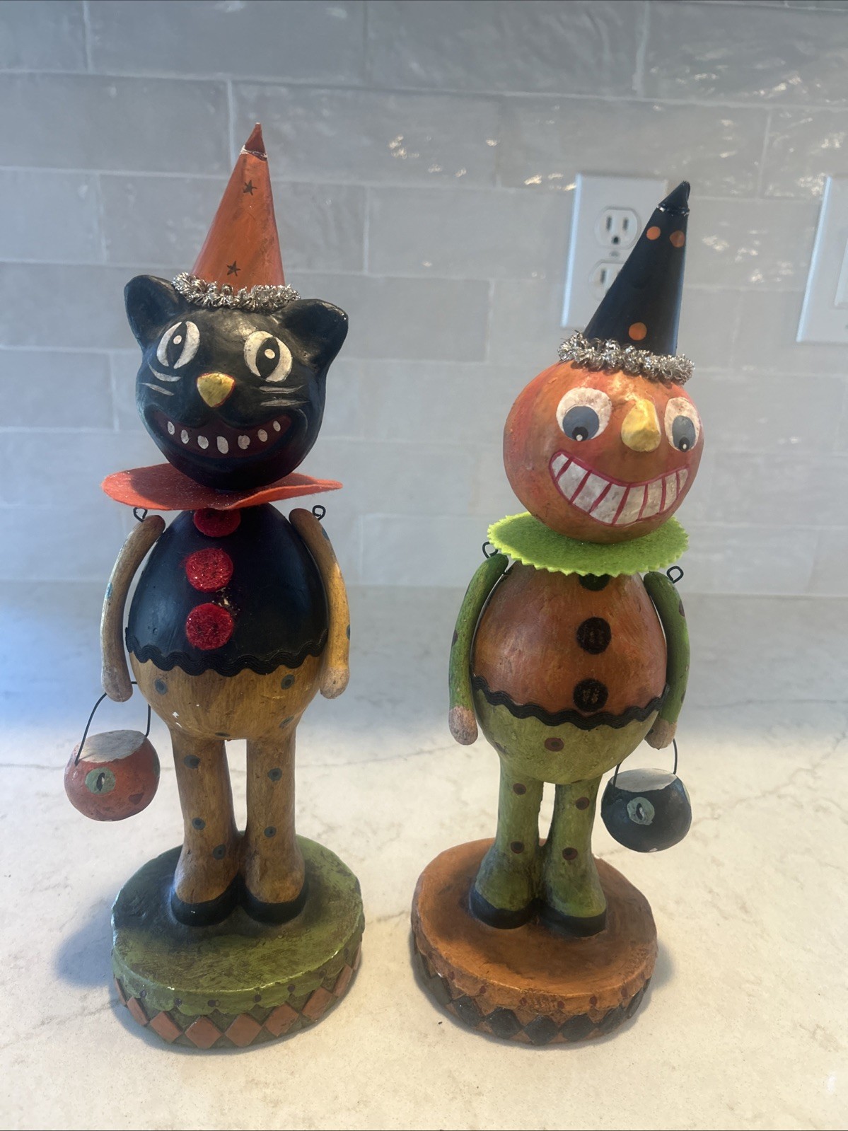 Set of 2 Halloween Vintage Style Paper Mache Trick Or Treaters 12”