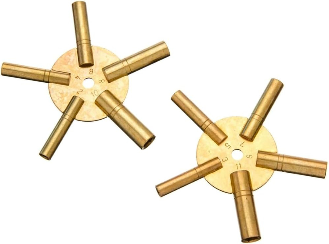 Universal Brass Clock Key for Winding Clocks, Odd and Even Numbers Universal Brass Clock Key for Winding Clocks, Odd and Even Numbers