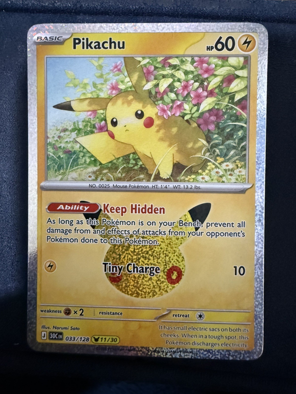 Pokemon TCG Pikachu 11/30 30th Anniversary Holo Promo