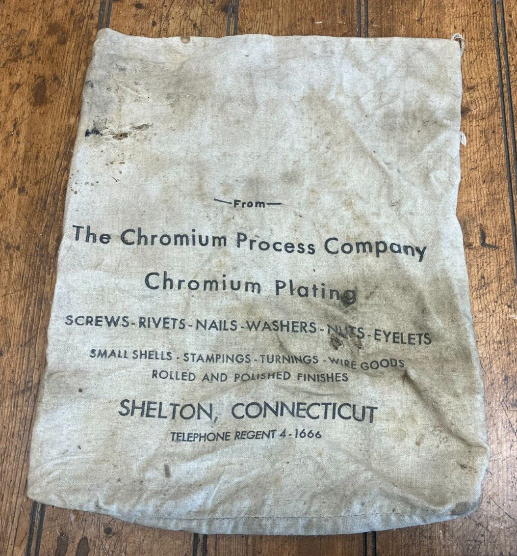Vintage Canvas Bag The Chromium Process Company Shelton Connecticut Hardware Ad