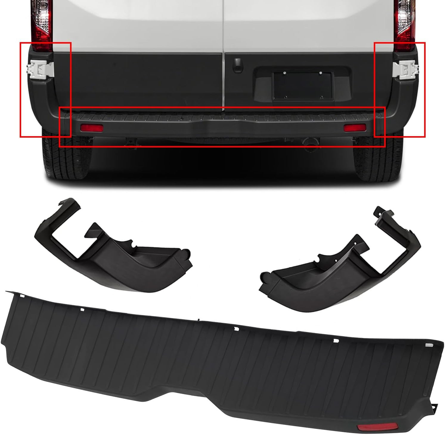 Rear Bumper Cover & Side End Cap Cover Compatible with 2015-2024 Ford Transit Pa Rear Bumper Cover & Side End Cap Cover Compatible with 2015-2024 Ford Transit Pa