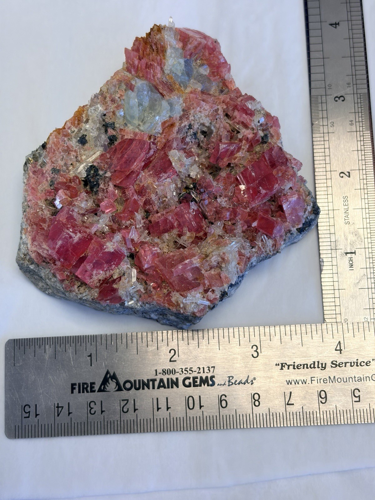 Rhodochrosite Quartz Crystal Mineral 336.2 Grams Display Piece Rhodochrosite Quartz Crystal Mineral 336.2 Grams Display Piece