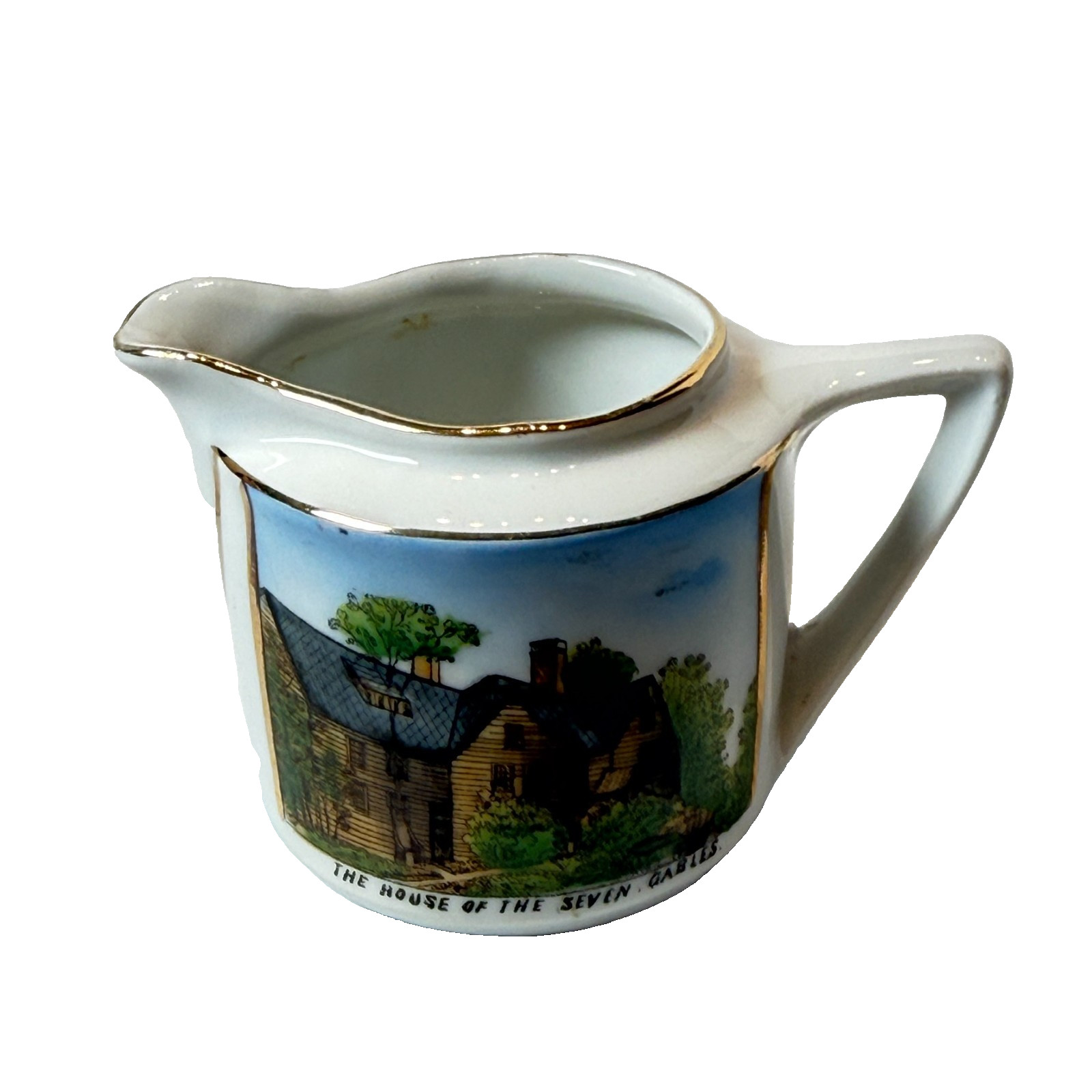 SEVEN GABLES - SALEM MA Massachusetts Souvenir ANTIQUE TRINKET CHINA CREAMER SEVEN GABLES - SALEM MA Massachusetts Souvenir ANTIQUE TRINKET CHINA CREAMER