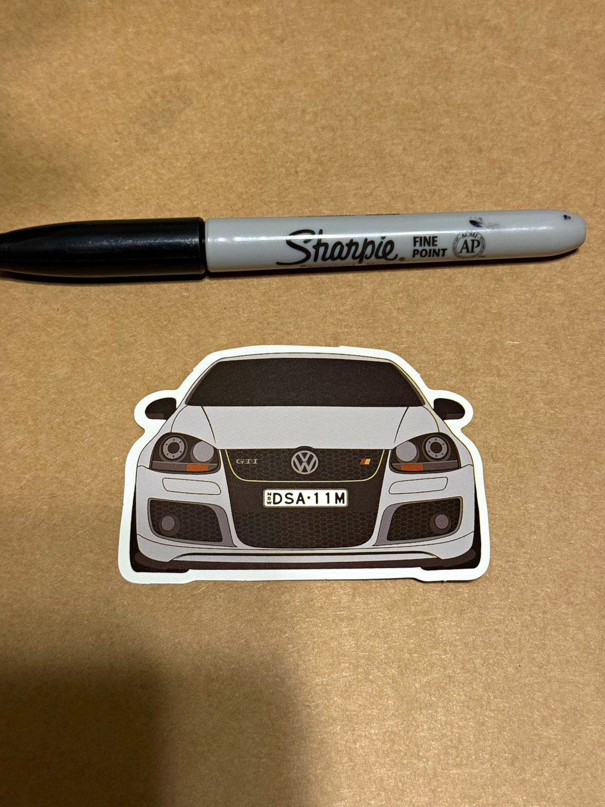 Volkswagen GTI Front View Vinyl Decal Sticker - 4 in White Black Gray