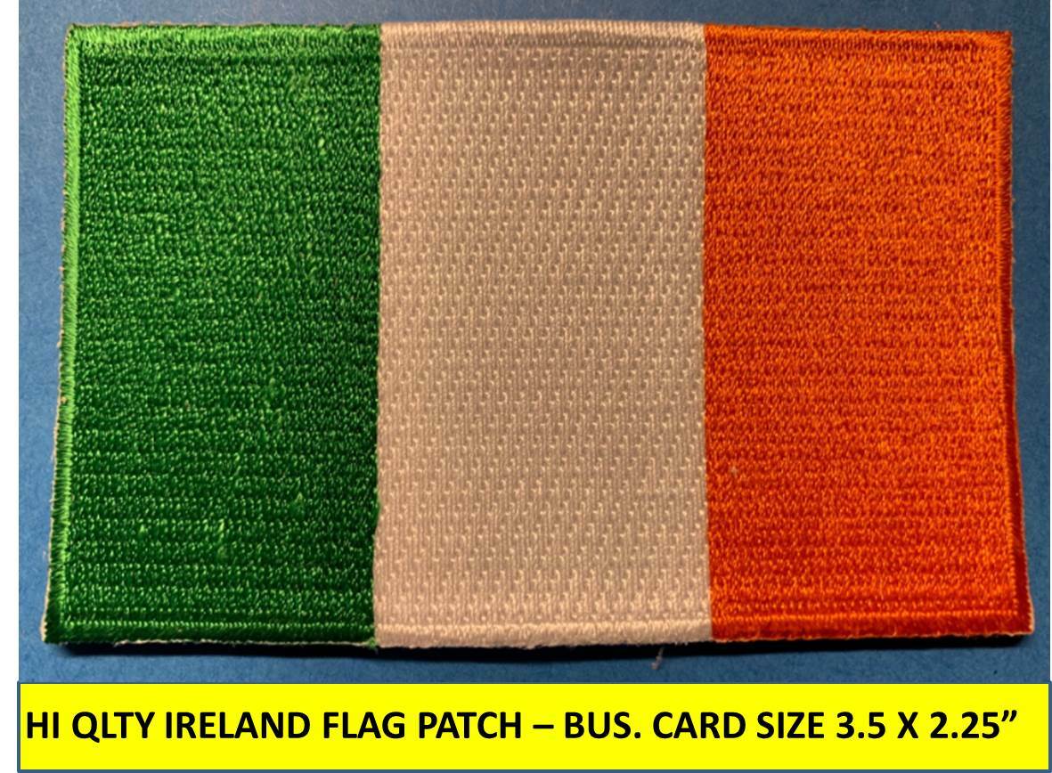 IRISH IRELAND FLAG PATCH IRON-ON SEW-ON EMBROIDERED APPLIQUE(3½ x 2¼”)- HI QLTY