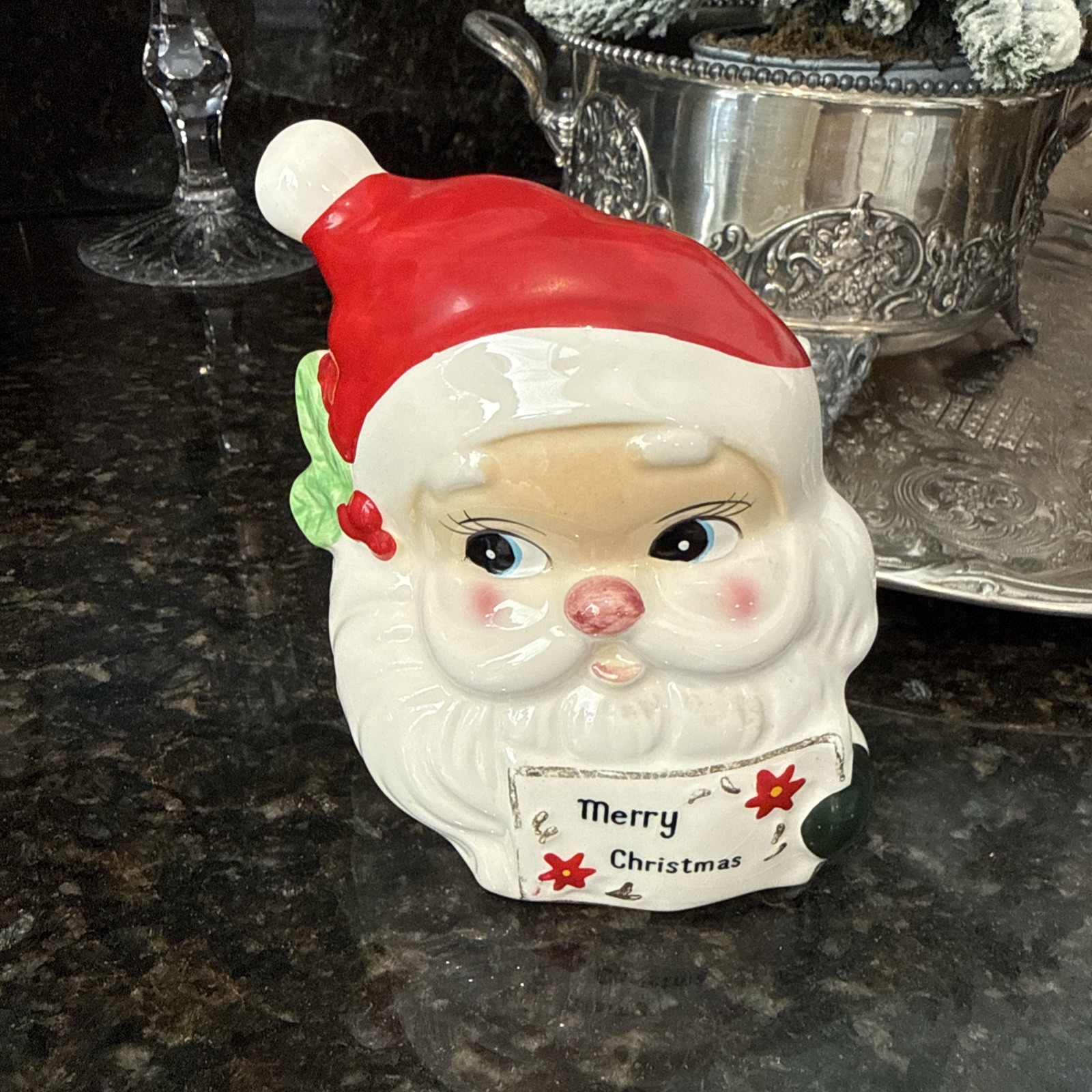 Vintage Josef Original Santa Claus Napkin Holder Side Eye Retro Christmas 50s Vintage Josef Original Santa Claus Napkin Holder Side Eye Retro Christmas 50s