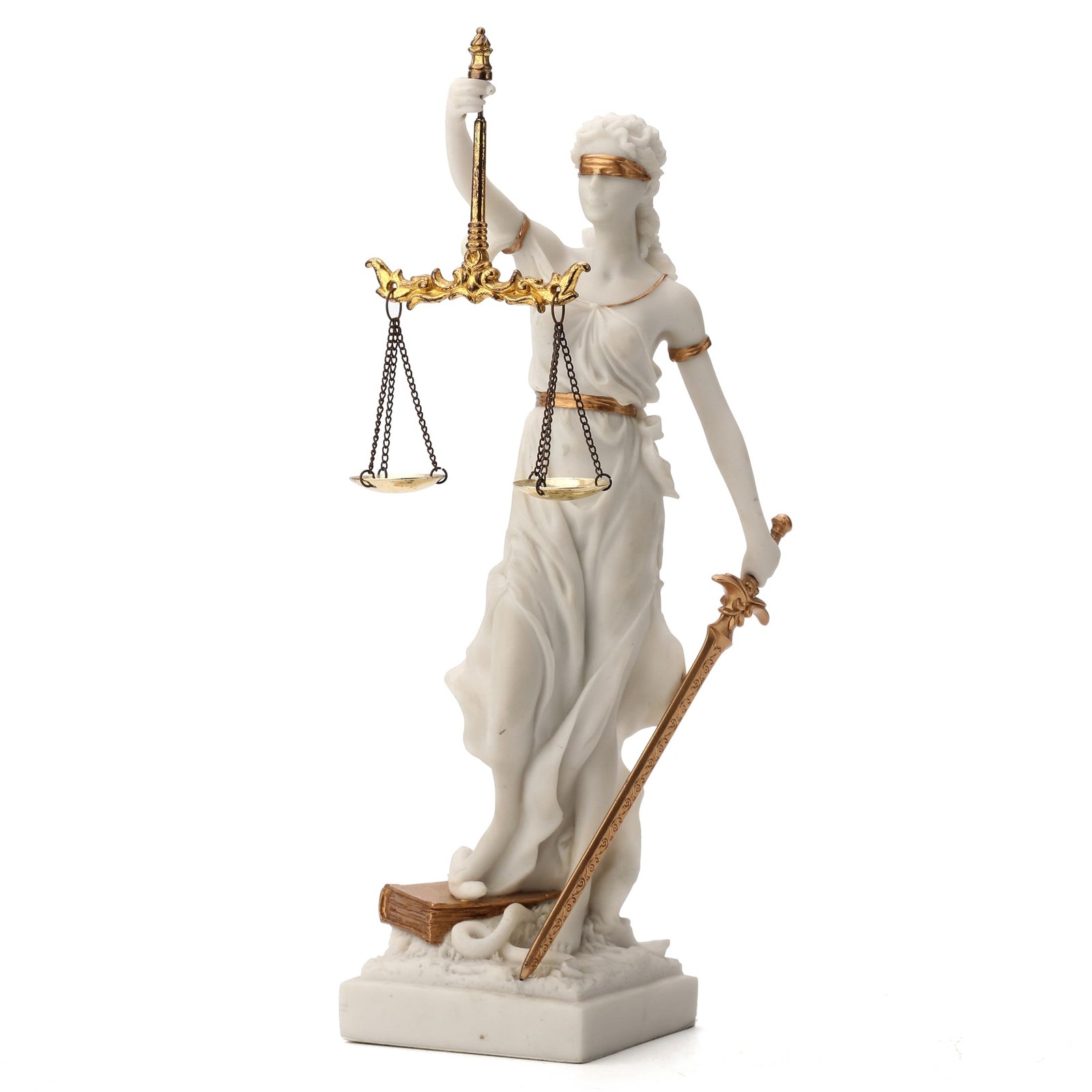 Veronese Design 12 Inch Blind Lady Justice Themis Resin Statue White Gold Finish Veronese Design 12 Inch Blind Lady Justice Themis Resin Statue White Gold Finish