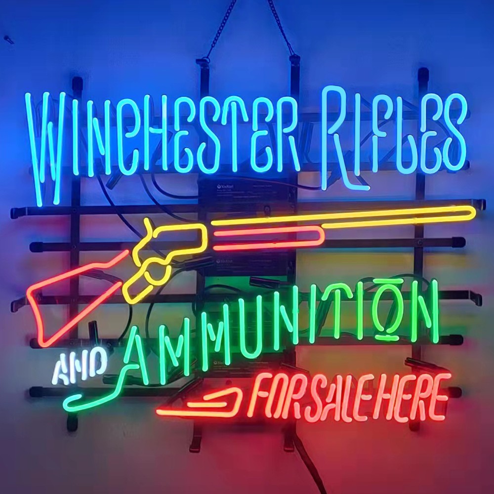 US STOCK Winchester Rifles And Ammunition Salehere Neon Sign 24
