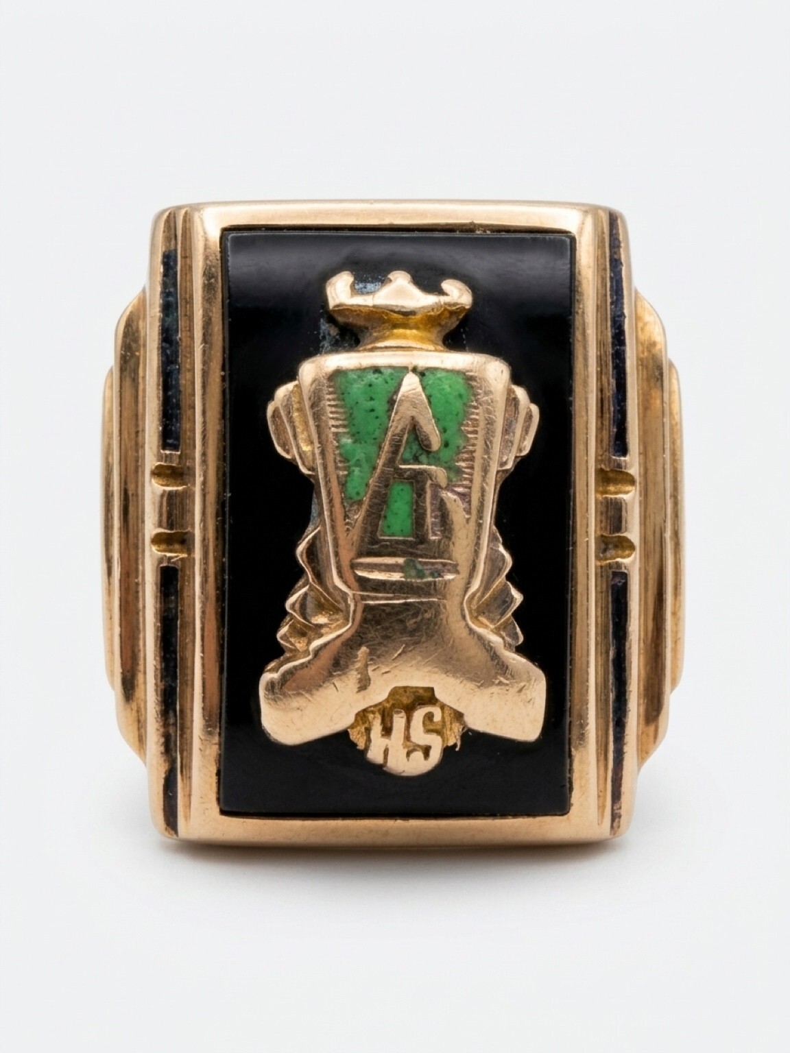 Vintage 1937 Class Ring 10K Yellow Gold Weyhing Bros Ultra Supertone Onyx Vintage 1937 Class Ring 10K Yellow Gold Weyhing Bros Ultra Supertone Onyx