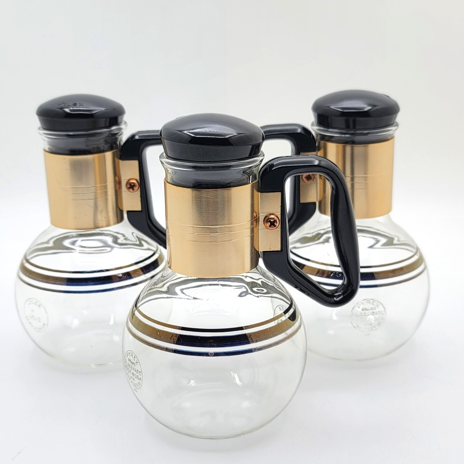 3 Vtg 60's Pyrex Silex Individual 10 oz MCM Glass Coffee Carafe's/LRG-2/Espresso