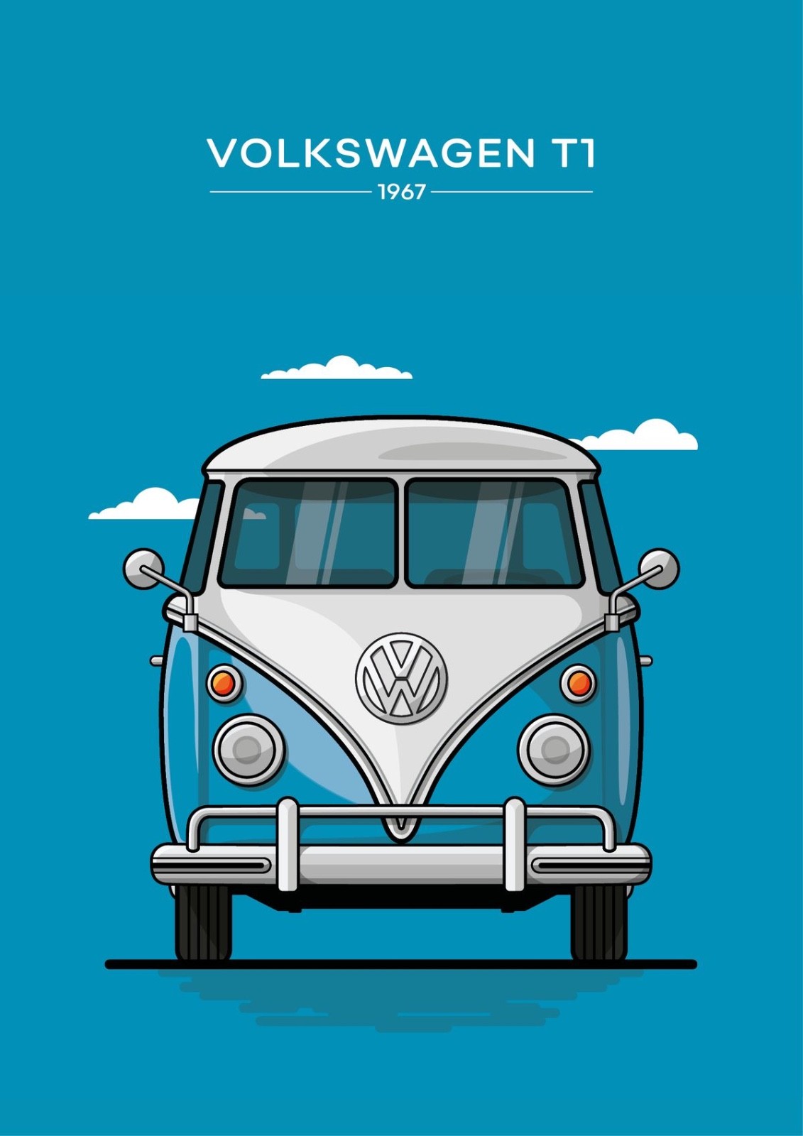 1967 Volkswagen T1 Bus Poster Print VW Split Window Van Wall Art 13x19