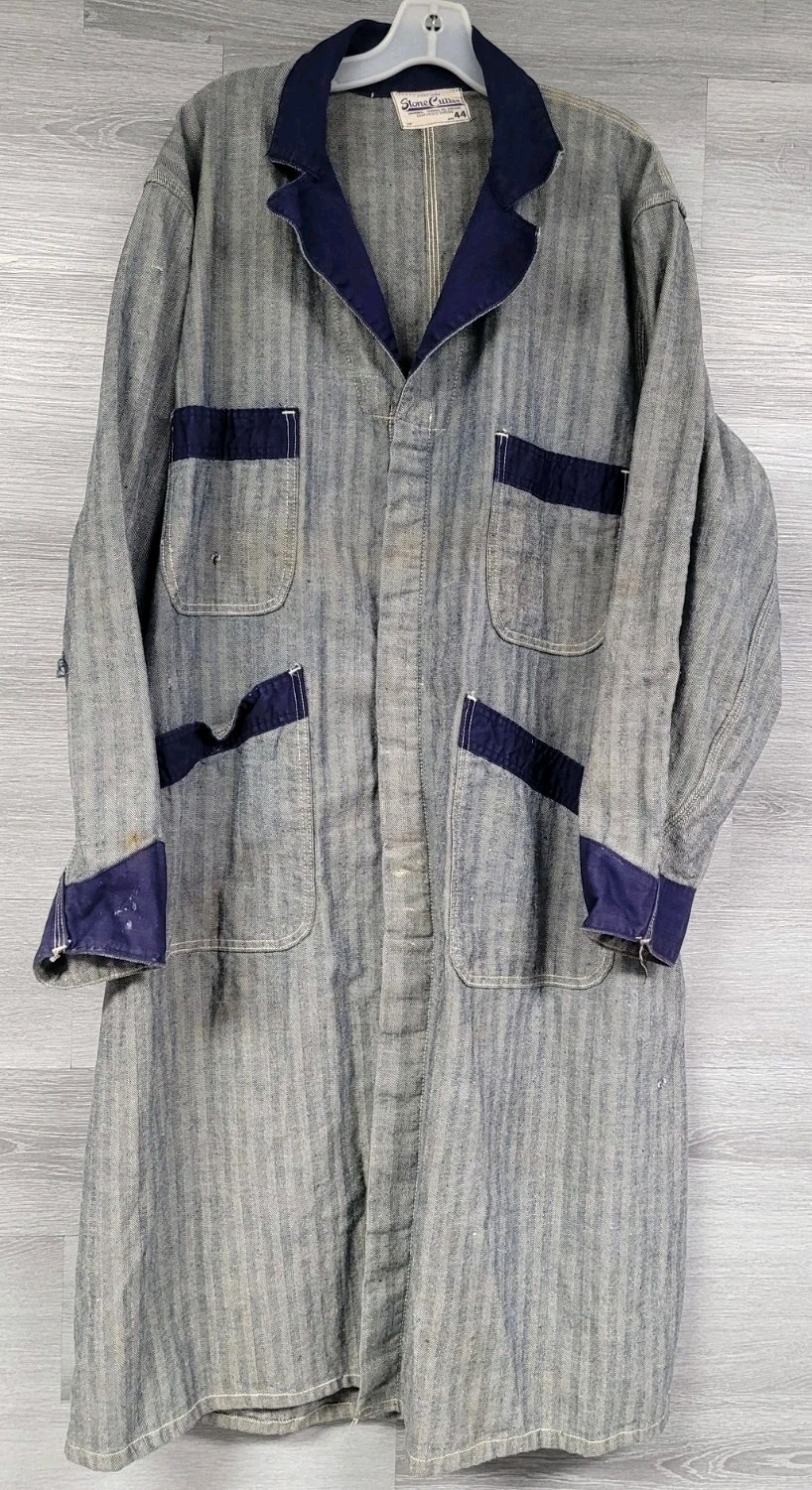 VINTAGE WWII MECHANIC JACKET HBT 13 STAR BUTTONS STONECUTTER SANFORIZED 44 LARGE