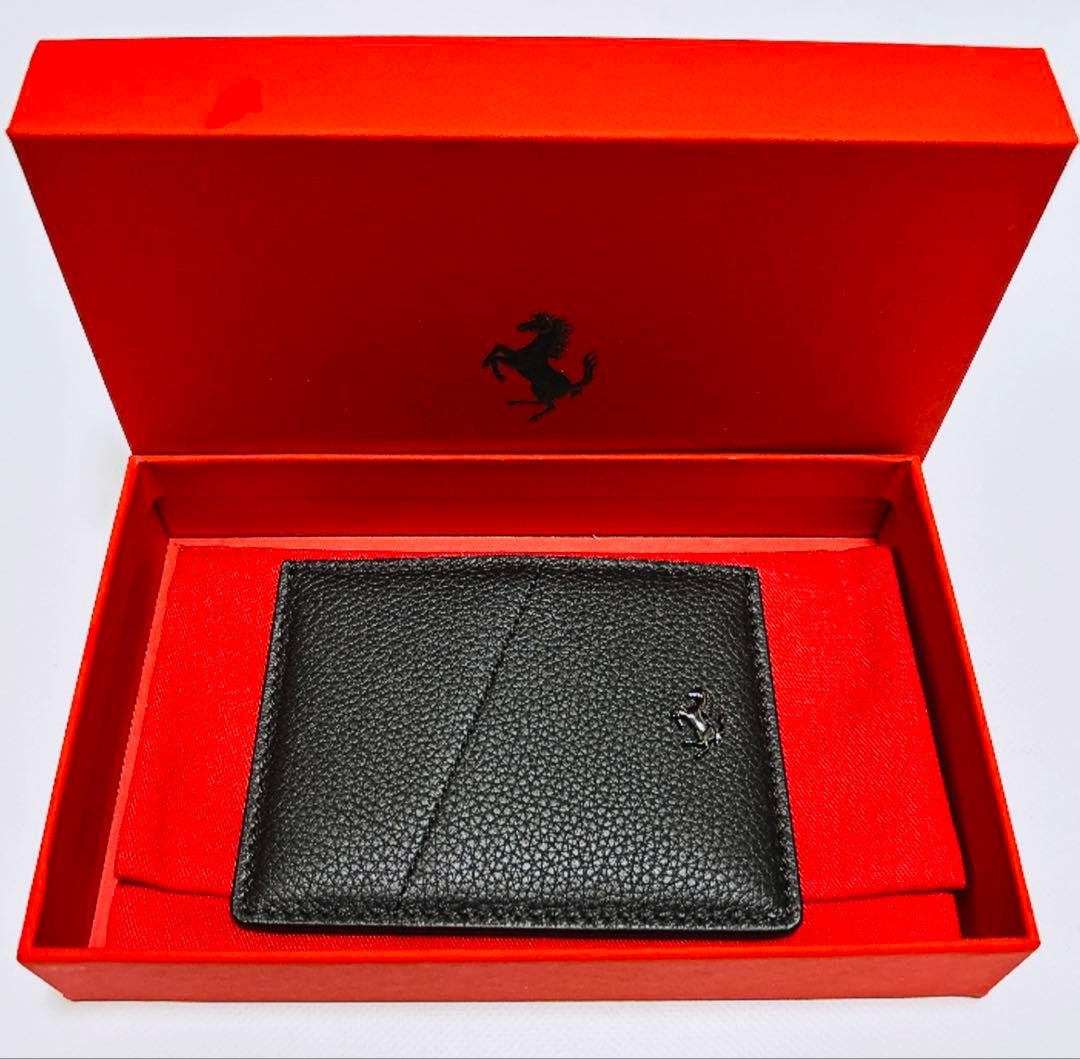 [Unused] Ferrari Black Leather Card Holder Case w/ Pouch & Box