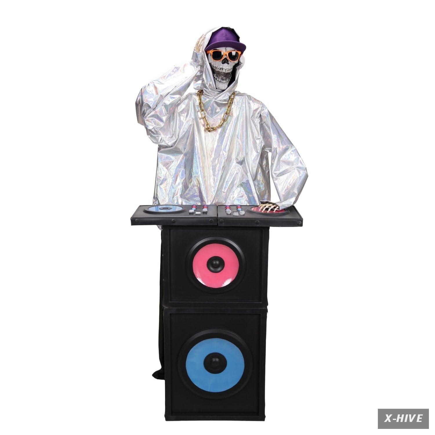 Haunted Hill Farm Lighted Holiday Displays 5.6-Ft DJ Skeleton Halloween Black 1