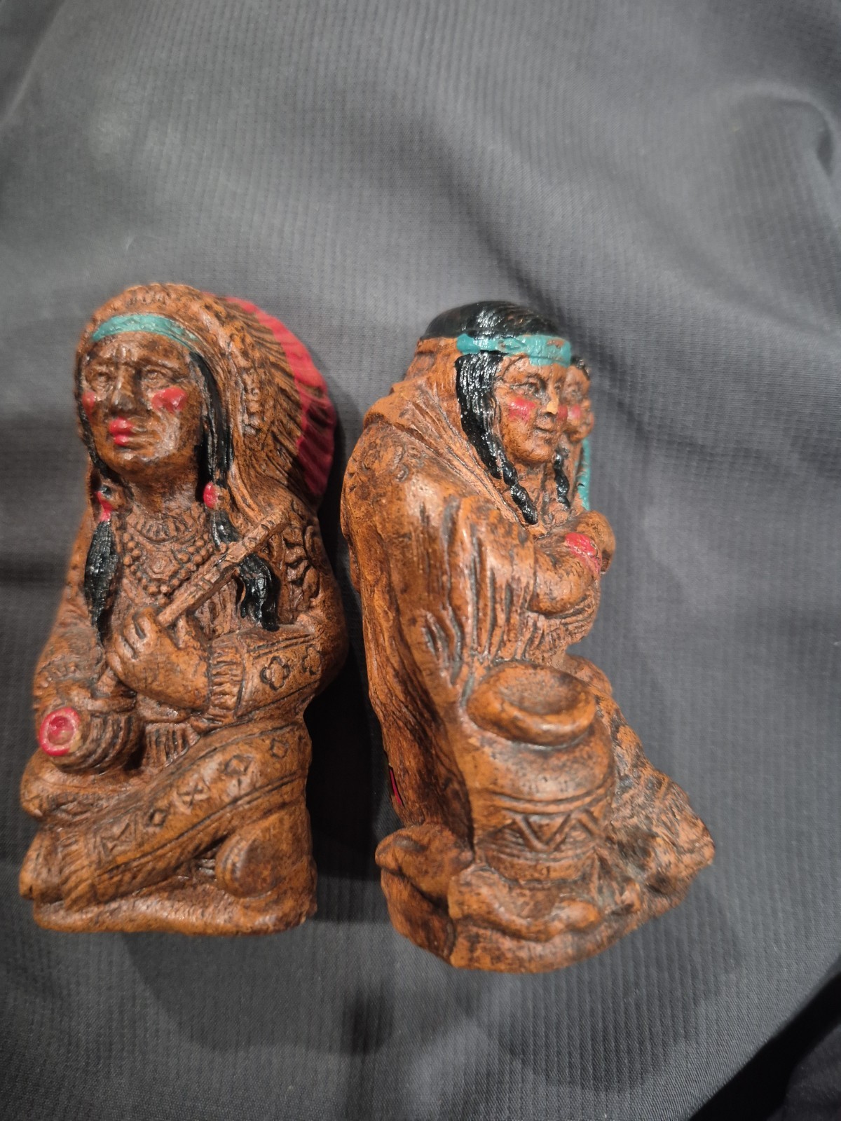 Vintage 1947 MPI American Indian Chief Squaw Salt & Pepper Shakers Mohawk K