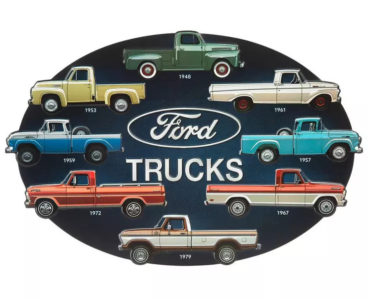 Ford Trucks Metal Sign Vintage 1940s to 1970s Mancave Garage 18x12 Ford Trucks Metal Sign Vintage 1940s to 1970s Mancave Garage 18x12