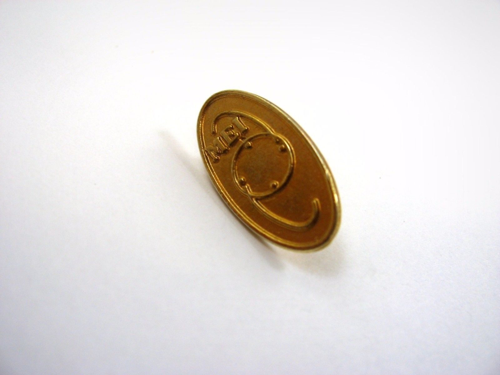 Vintage MEI Logo Lapel Pin Gold Tone Oval Collectible Advertising Pinback Brooch
