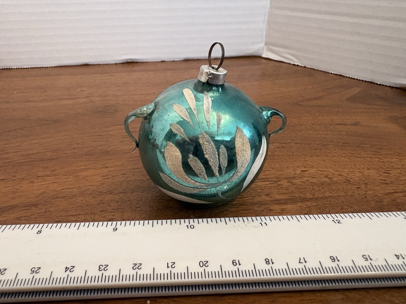 Vintage German Painted Blown Glass Blue Teapot Urn 2” Christmas Ornament Vintage German Painted Blown Glass Blue Teapot Urn 2” Christmas Ornament