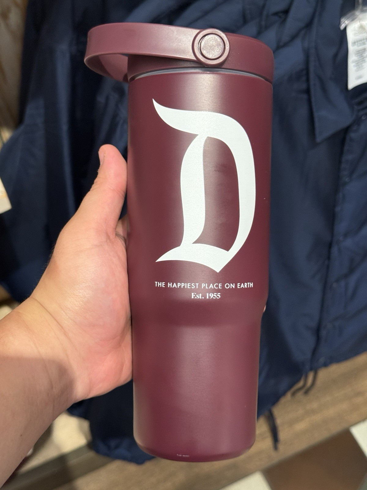 Disneyland Gothic \'D\' Collection Maroon Stainless Steel Travel Tumbler w Straw